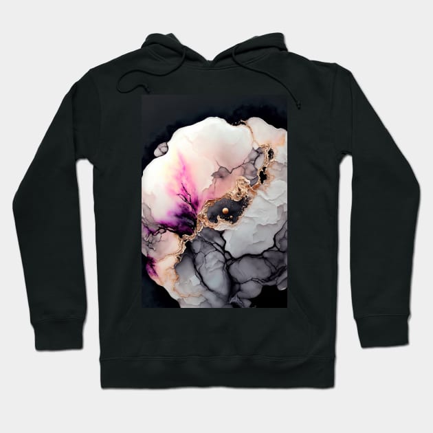 Cotton Blush - Abstract Alcohol Ink Resin Art Hoodie by inkvestor